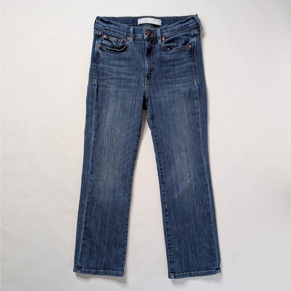 AYR The Pop 29S Short Blue Straight Leg High Rise Stretch Minimalist Denim - Picture 1 of 11